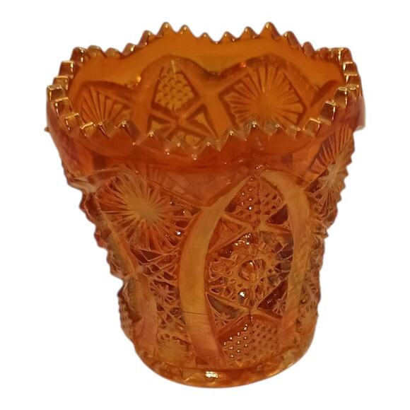 Imperial Marigold Carnival Glass Bellaire Pattern Toothpick Holder Vintage - Picture 5 of 9